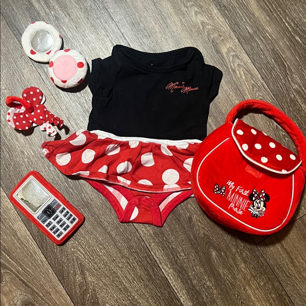 Minnie Mouse Baby Outfit and Purse Set